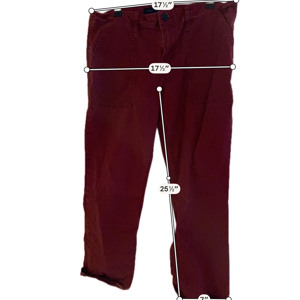 Sanctuary Womens Utility Cargo Pants Burgundy Wine Straight Leg Size 28 - Picture 3 of 4